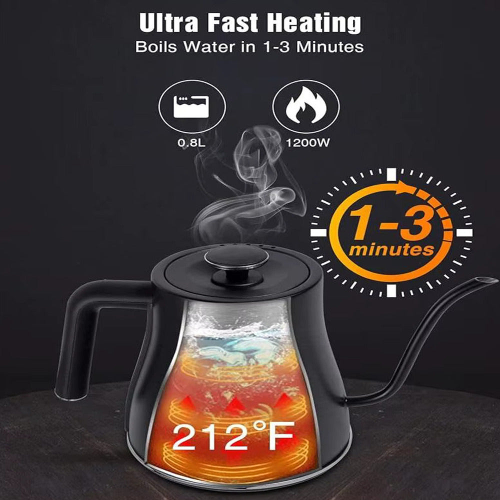 Black gooseneck electric stainless steel temperature control tea kettle