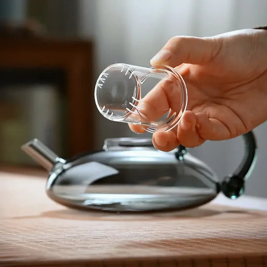 Nordic Grey Flower Glass Tea Pot Infuser
