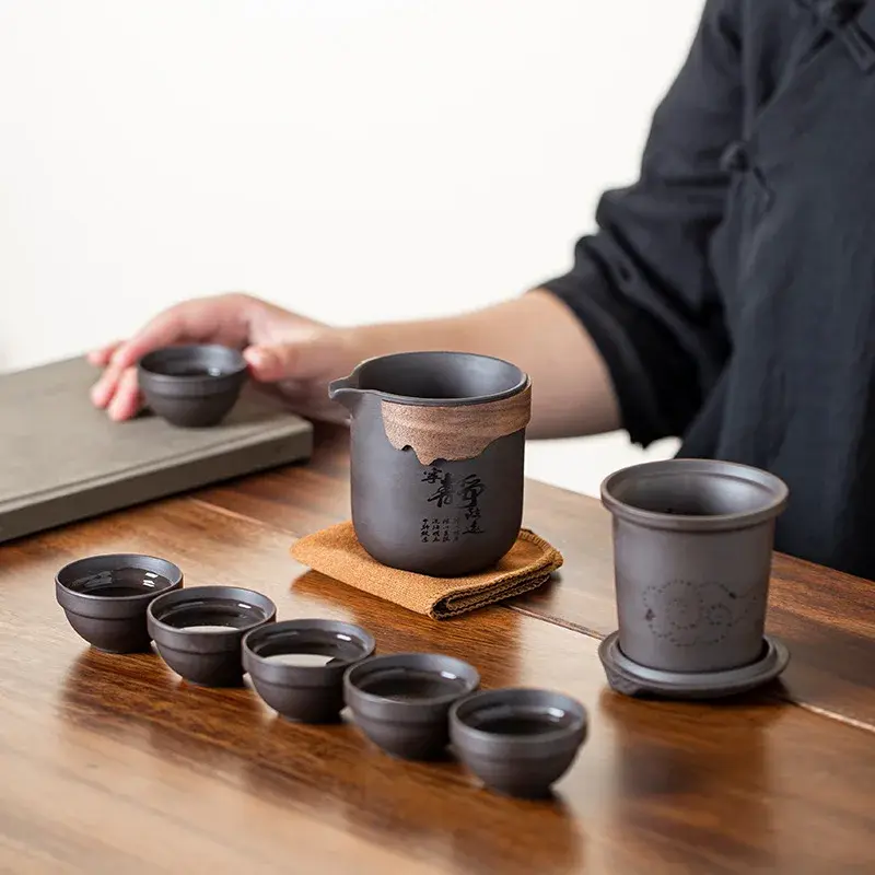 Travel Clay 6 cup tea set