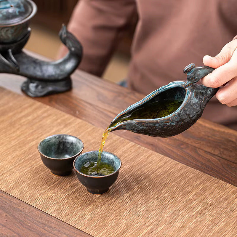 Jade Dragon Ceramic Ceremonial Tea Set