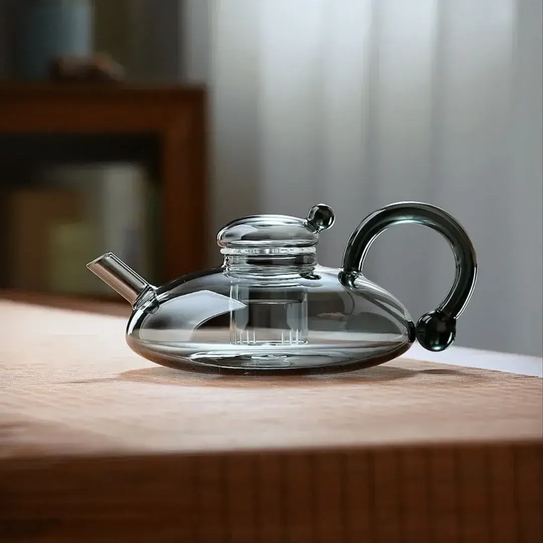 Nordic Grey Flower Glass Tea Pot Infuser