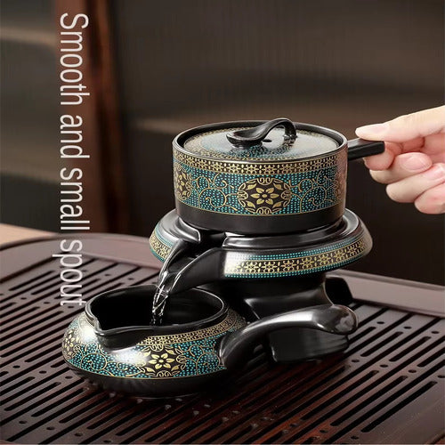 Blue and gold ceramic western style ceremonial tea set