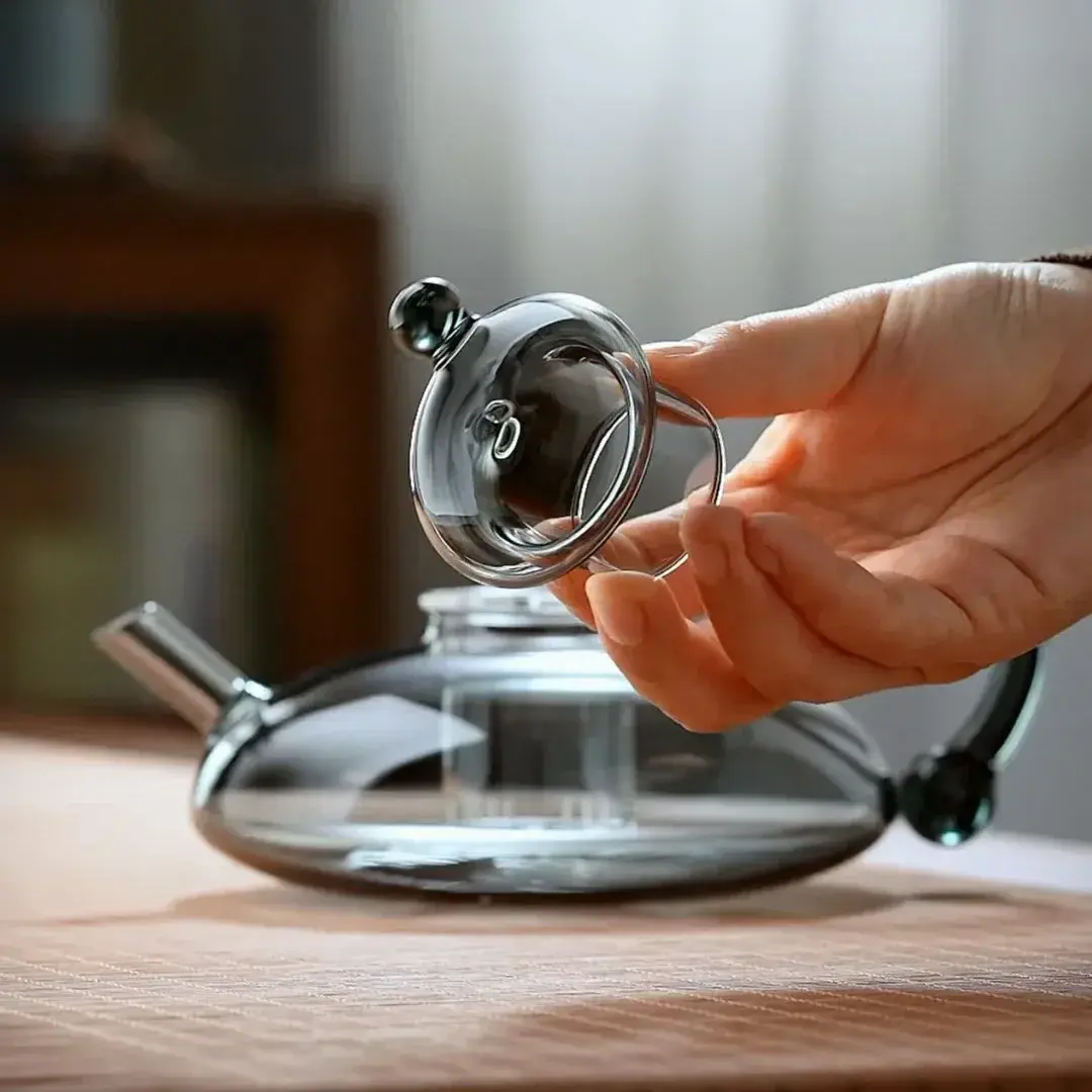 Nordic Grey Flower Glass Tea Pot Infuser