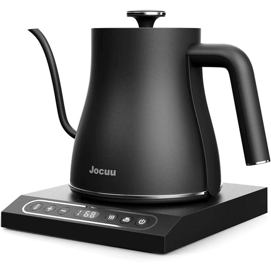 Black gooseneck electric stainless steel temperature control tea kettle