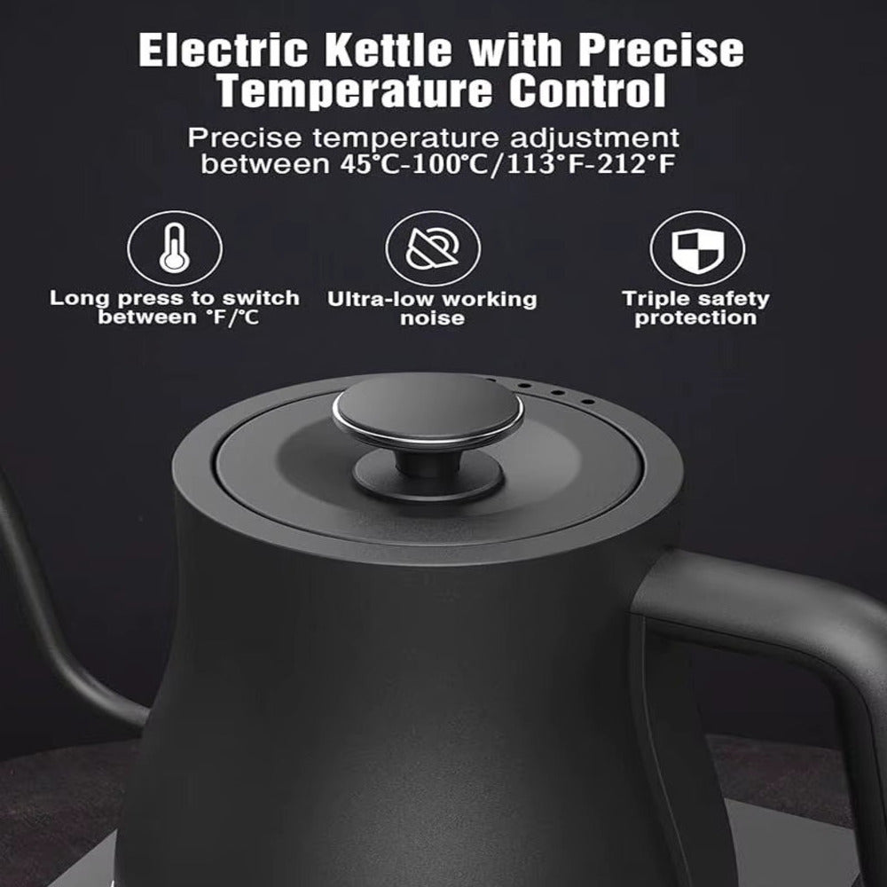 Black gooseneck electric stainless steel temperature control tea kettle