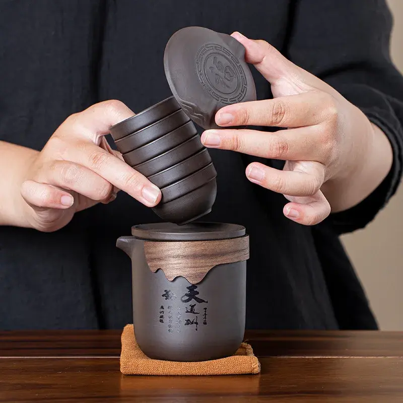 Travel Clay 6 cup tea set