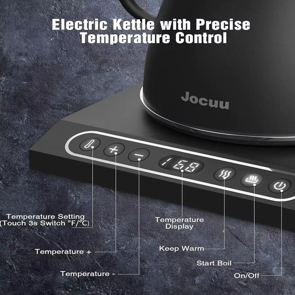 Black gooseneck electric stainless steel temperature control tea kettle