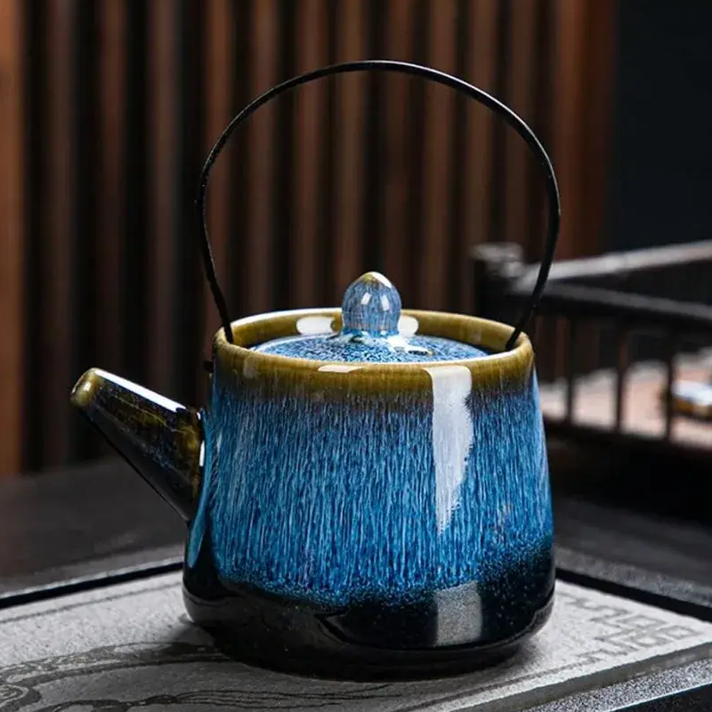 Blue Porcelain Kung Fu Style Ceremonial Travel Tea Set