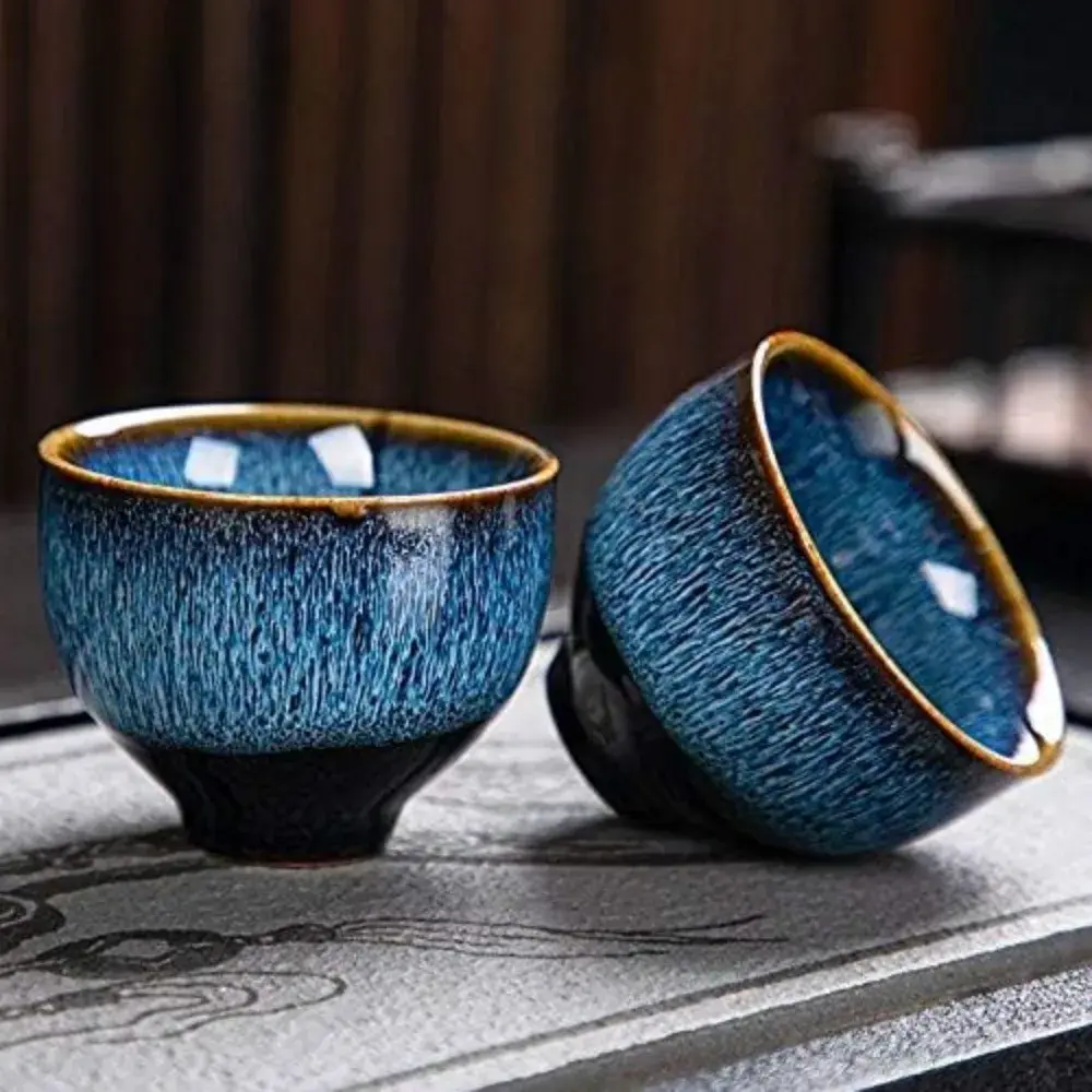 Blue Porcelain Kung Fu Style Ceremonial Travel Tea Set