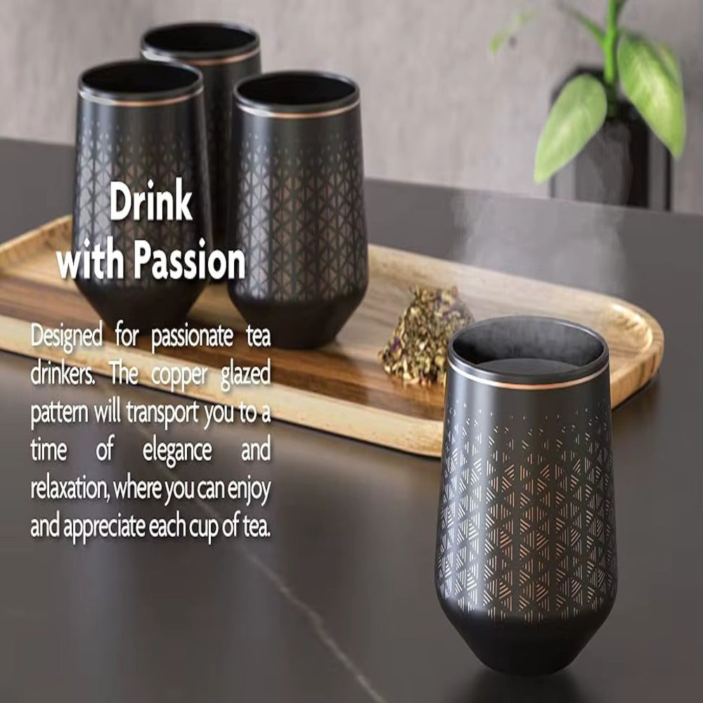 Luxury black electric tea kettle infuser with ceramic and bamboo tea set