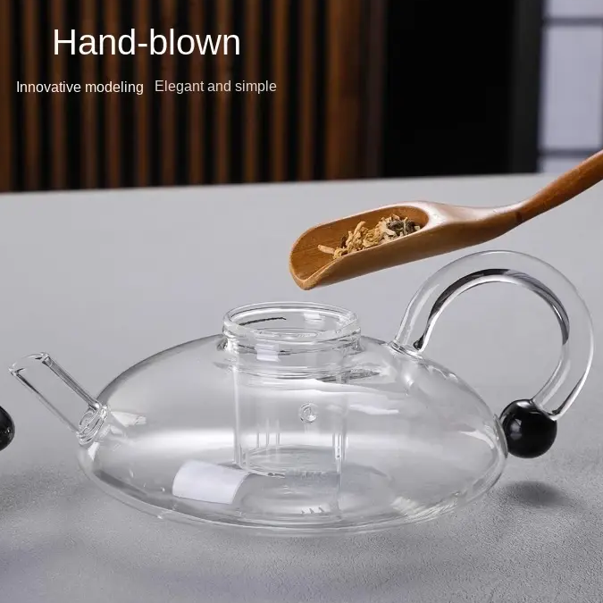 Nordic Grey Flower Glass Tea Pot Infuser