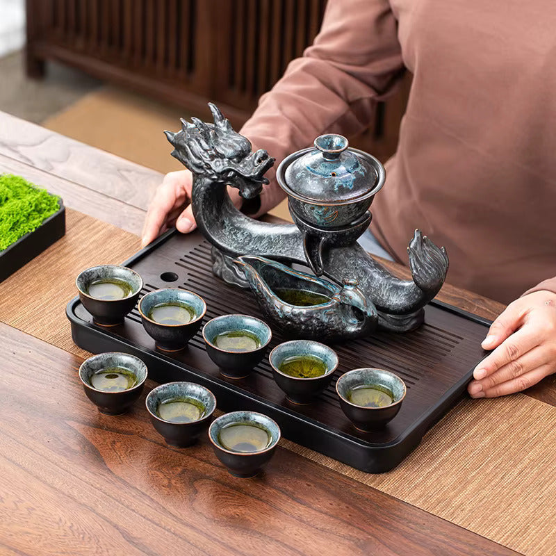 Jade Dragon Ceramic Ceremonial Tea Set