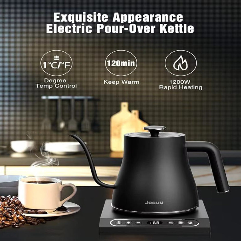 Black gooseneck electric stainless steel temperature control tea kettle