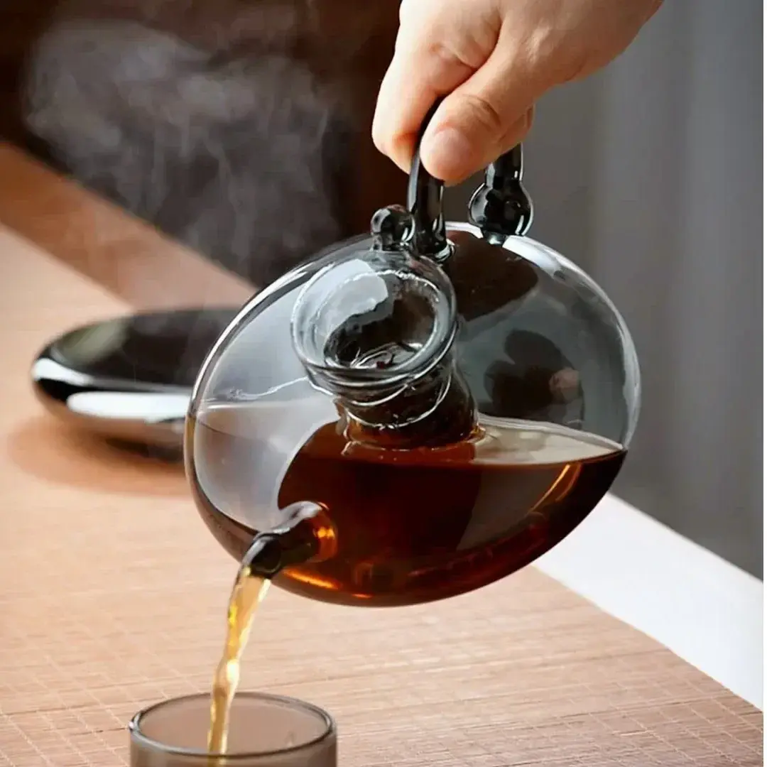 Nordic Grey Flower Glass Tea Pot Infuser